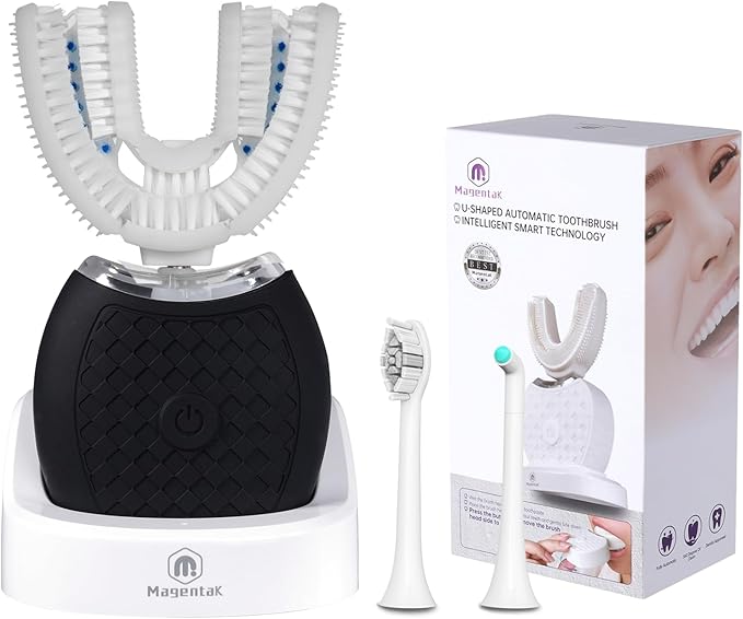 Electric Toothbrush for Adults,360 Degree Cleaning Sonic Toothbrush, U Shaped Tooth Brush has 23760 Nylon Bristles, Sonic Automatic with 3 Modes Standard, Fast, Ultra Fast(Black)