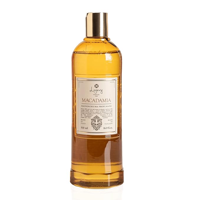 Logevy Macadamia Shower Gel – Indulgent Aroma Made from the Best Skin-Friendly Ingredients, Rich in Nutritional Properties for Rejuvenating, Hydrating, and Soothing Action – 500ml