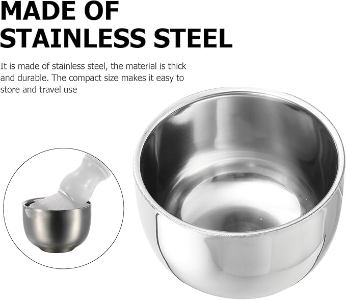 Healifty Stainless Steel Shaving Soap Bowl 2pcs for Men, Foaming Bubble Bowl with Sturdy Metal Material, Practical Barber Shaving Vessel Suitable for Daily Grooming and Travel