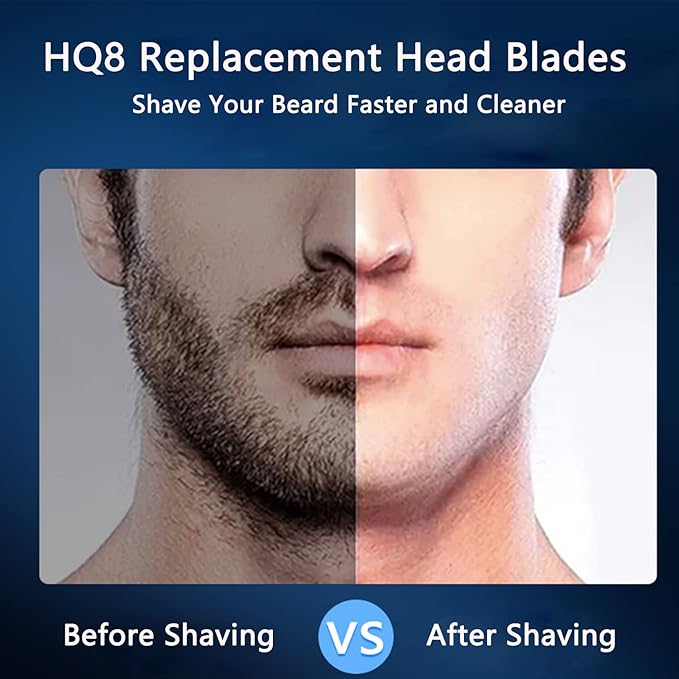 HQ8 Replacement Heads Compatible with Philips Electric Shavers, HQ8 Replacement Razor Blades Fit for Aquatec HQ8 Series Shaving Head, HQ8 Heads Upgraded for PT730 AT880 AT811, 3-Pack