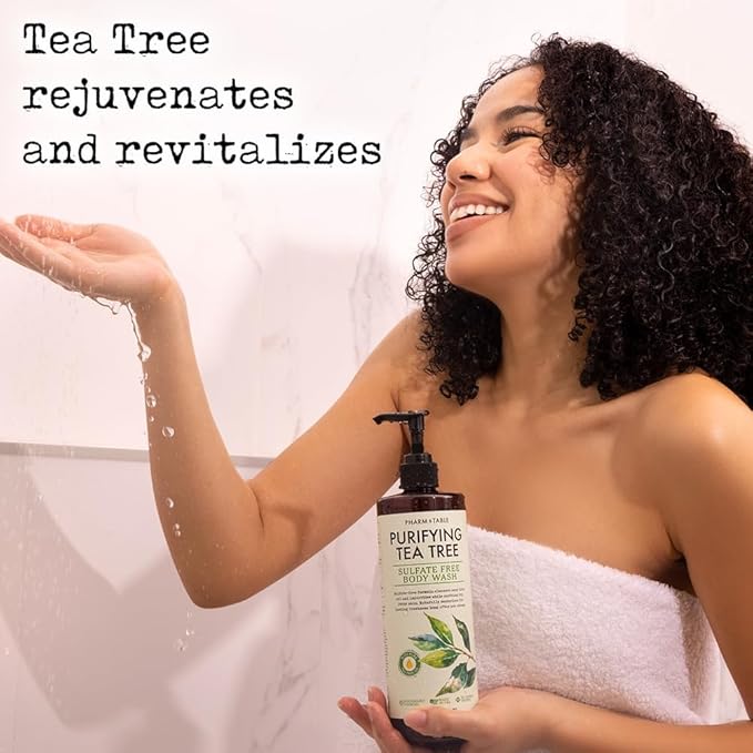 Soothing Tea Tree Body Wash Sulfate-Free Shower Gel – Nourishing Hydration Soothes Dry, Itchy Skin - Infused with Tea Tree oil, Mint, Vitamin E & Aloe, 16.2oz