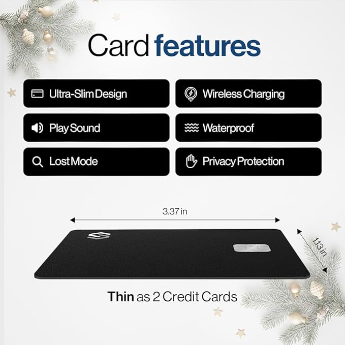 SPOTMINDERS Mens Valentines Day Gifts for Him Apple MFi Certified Credit Card Wallet Tracker PRO (iOS Only) 0.07in Works with Apple Find My Rechargeable Tracking Card IP68 Slim Passport Item Finder
