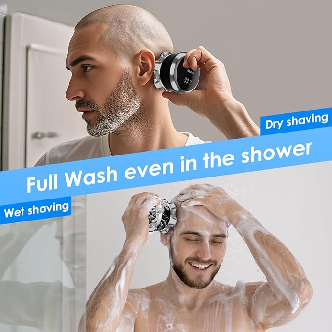 Head Shaver for Men Bald Head, 7D Rotary Head Shavers for Bald Men, Electric Bald Shaver with LED Display, Waterproof USB-C Fast Charging