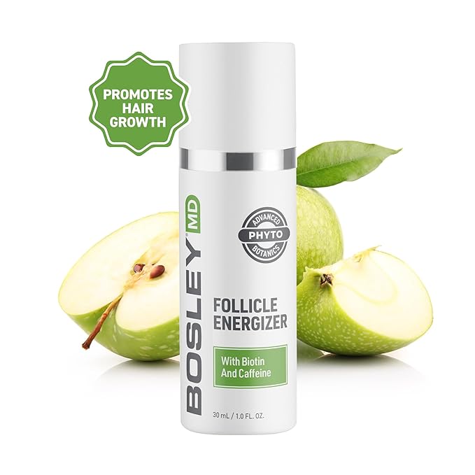 BosleyMD Healthy Hair & Scalp Follicle Energizer – DHT-Blocking Leave-In Serum with Biotin, Caffeine, Panthenol & Apple Stem Cell – Strengthens Hair Follicles & Promotes Thicker, Fuller Hair – 1.0 Oz