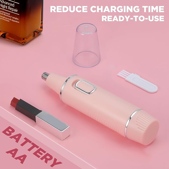 AREYZIN Nose Hair Trimmer for Women-2025 Professional Painless Eyebrow Trimmer and Nose Trimmer Facial Hair Removal Nasal Hair Clippers Professional, Easy to Clean, Dual-Edge Blade,Pink