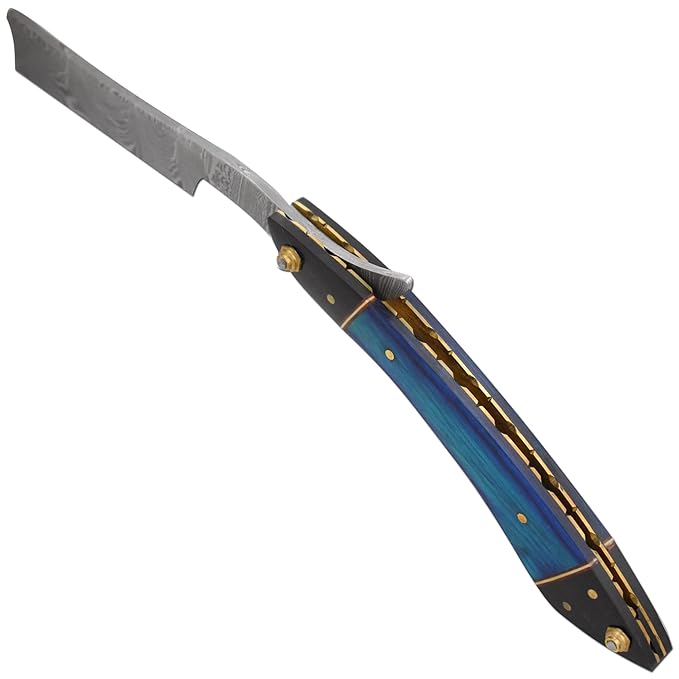 Straight Razor | Straight Edge-Razor Sharp High Hardness Real Damascus Steel Cutthroat Straight Edge-Blade | Barber Razor (327)