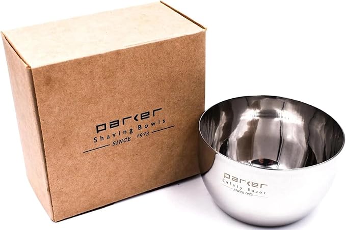 Parker Deluxe Unbreakable Stainless Steel Shaving Bowl – for use with your favorite Shave Soap or Lathering Shaving Cream