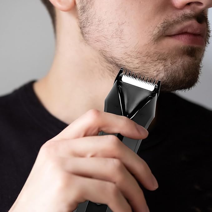 FAMILIFE Body Trimmer for Men, Ball Trimmer Men, Electric Groin & Pubic Hair Trimmers, Replaceable Ceramic Blade Heads, Waterproof Wet/Dry Use, Standing Recharge Dock, 90 Minutes Usage