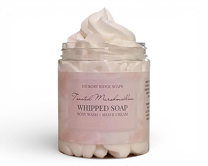 Toasted Marshmallow Whipped Soap – Creamy Handmade Bath Soap, Body Wash & Shave Cream – Moisturizing Foaming Cleanser – 7 oz