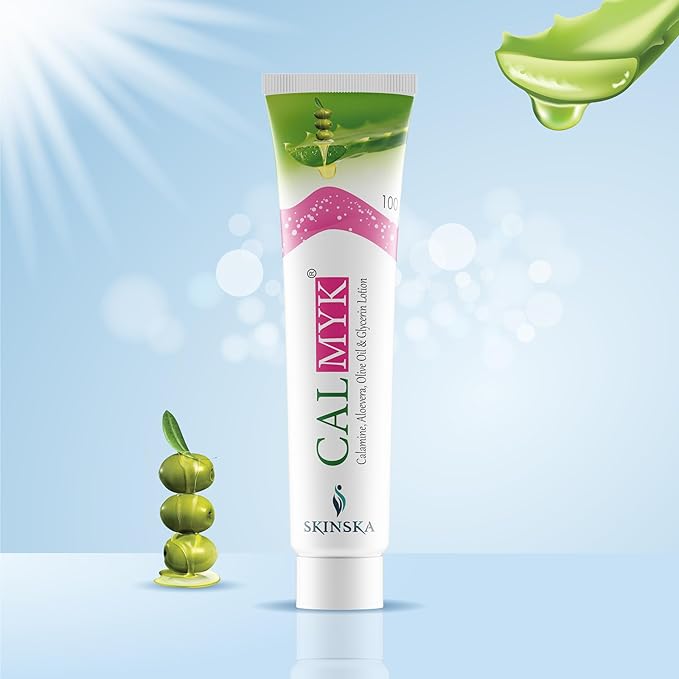 CALMYK Face Cream with Calamine, Aloe Vera, Olive & Glycerin – Gentle Daily Moisturizer for Comforted Skin & Smooth Texture, Suitable for Men & Women – 100ml (3.4 oz)