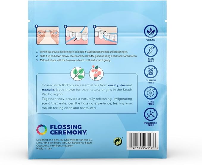 | Expanding Woven Dental Floss | Smart-Weave Floss | Vegan | Natural | Non-Toxic & PFAS Free | Eucalyptus & Manuka | Hilo Dental para Dientes | 55 Yards x 9 Units (Refills Only)
