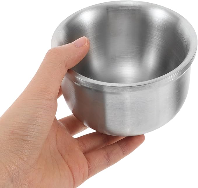 Veemoon Stainless Steel Shaving Soap Bowl Gray Beard Shave Mug Heavy Duty Barber Cup for Men Facial Shaving Cream Dish Sturdy Razor Lather Bowl