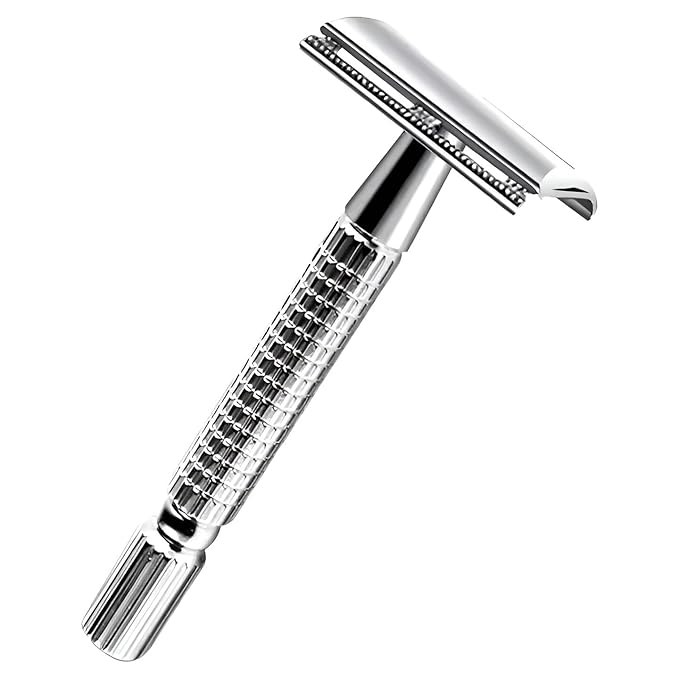Double Edge Safety Razor for Men and Women - Butterfly Open Shaving Razor with 10 Stainless Steel Blades, Precision Shaving, Durable, Eco-Friendly 12-Piece Kit