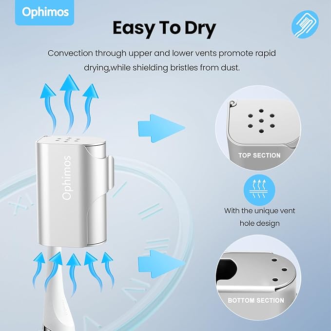 Aluminum Alloy Toothbrush Head Cover/Cap/Protector Case,Travel Toothbrush Covers Long-lasting Toothbrush Head Caps for Most Electric/Manual Brushes (Silver+Silver, 2 Count)