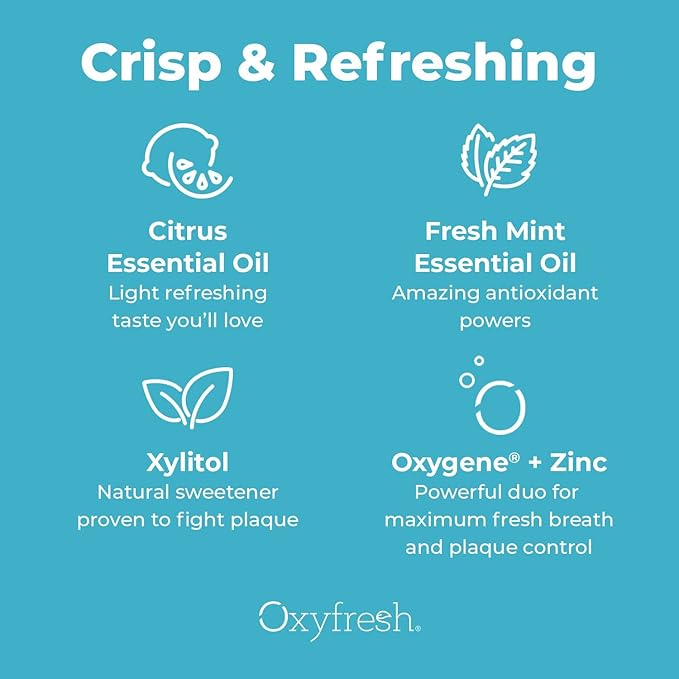 Oxyfresh Lemon Mint Fresh Breath Mouthwash – Bad Breath Treatment – SLS & Fluoride Free – Alcohol Free, Gentle Nonburning with Xylitol & Essential Oils – 16 Fl Oz (Pack of 2)