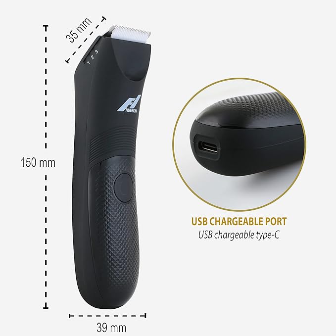 Fhuesion® Manscape Trimmer for Men -IPX7 Waterproof Ball Trimmer w/Light & Ceramic Blade, Body Groomer for Pubic/Body/Groin Grooming, Electric Razor Shavers USB-C Charging, No Nicks, Gifts for Him