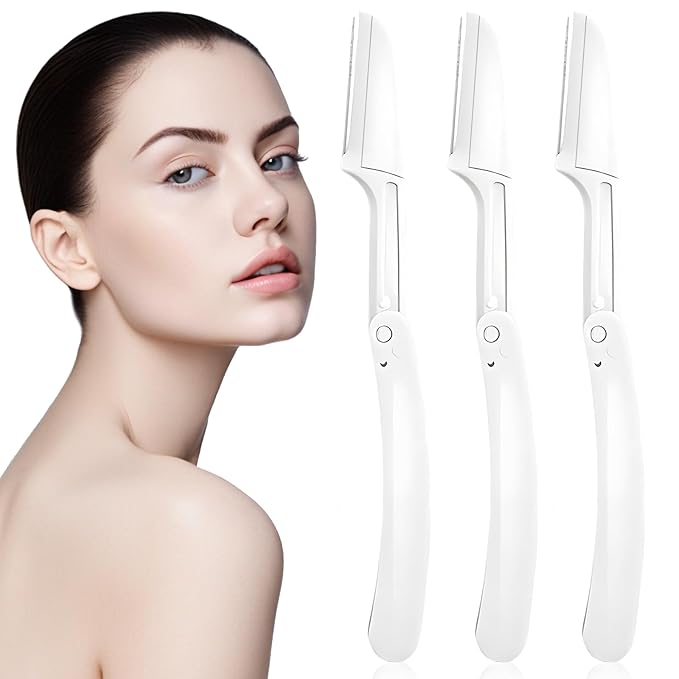 4PCS Foldable Eyebrow Face Razor, Eyebrow Trimmer Facial Hair Remover for Women and Men, Safe & Portable Design