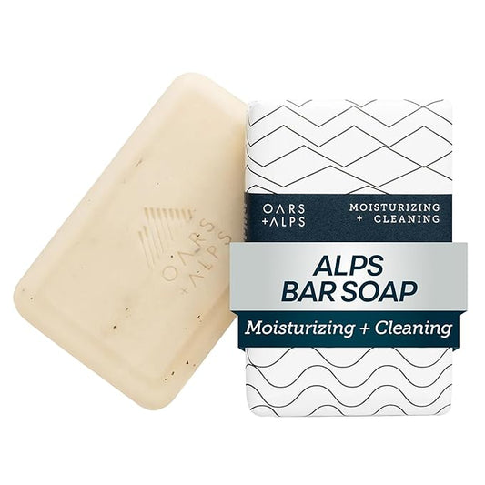 Oars + Alps Moisturizing Bar Soap for Men, Men's Bar Soap with Shea Butter & Jojoba Oil, Hydrating Dermatologist Tested & Made with Natural Clean Ingredients, Travel Size, 1pk, 6oz
