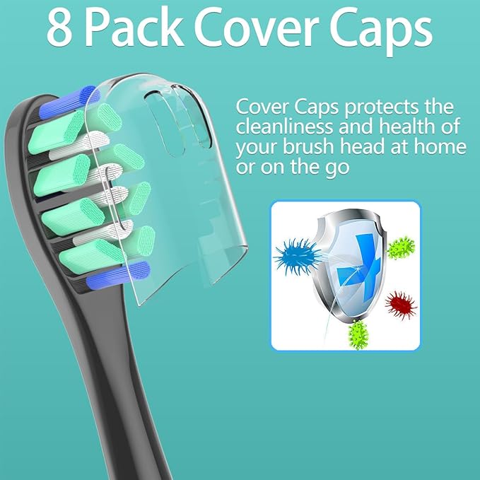 Replacement Heads Compatible with Sonicare Toothbrush, Replacement Brush Head for Philips Sonicare Electric Toothbrush 4100 5100 6100 9900 C2 W3 and More Click-on Handles 12 Black
