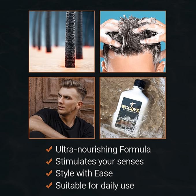 Woody's Daily Hair Conditioner for Men - Hydrating Mens Conditioner & Nourishing Hair Care, Paraben-Free Formula, 12 fl oz