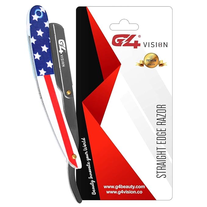 G4 Stainless Steel Straight Edge Barber Shaving Razor Blade for Close Shaving Men Replaceable Blades (USA)