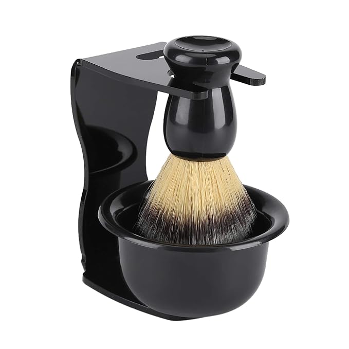 Shaving Brush and Bowl Kit for Men, 3 in 1 Shaving Brush Set,3 PCS Professional Men Shaving Brush Stand Holder Bowl Set for Men Barber Shave Kit