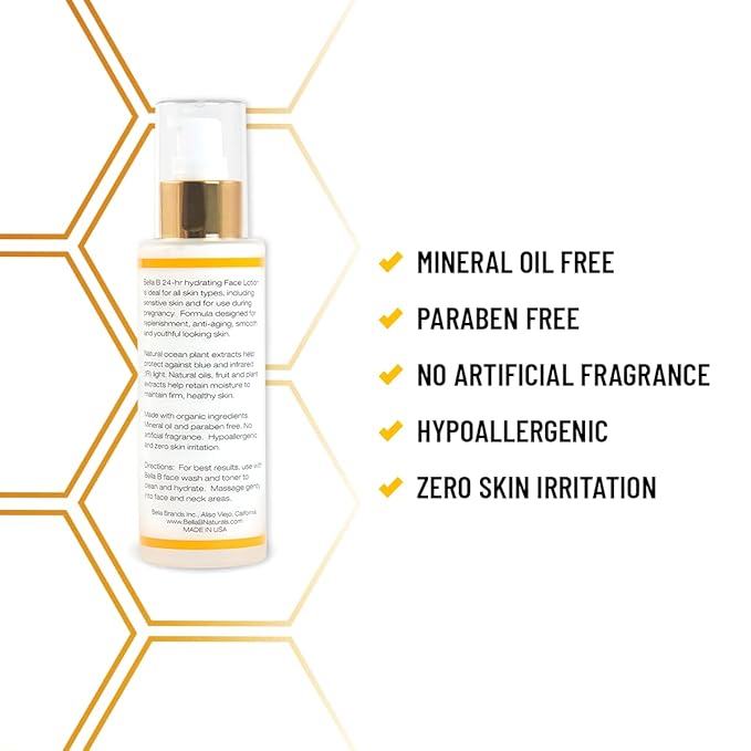 Bella B Face Lotion 3.4 oz Bottle - Facial Glow - Pregnancy Skin Care - Pregnancy Face Moisturizer - Pregnancy Safe - Healthy Beauty - Natural Face Moisturizer - Natural Face Lotion