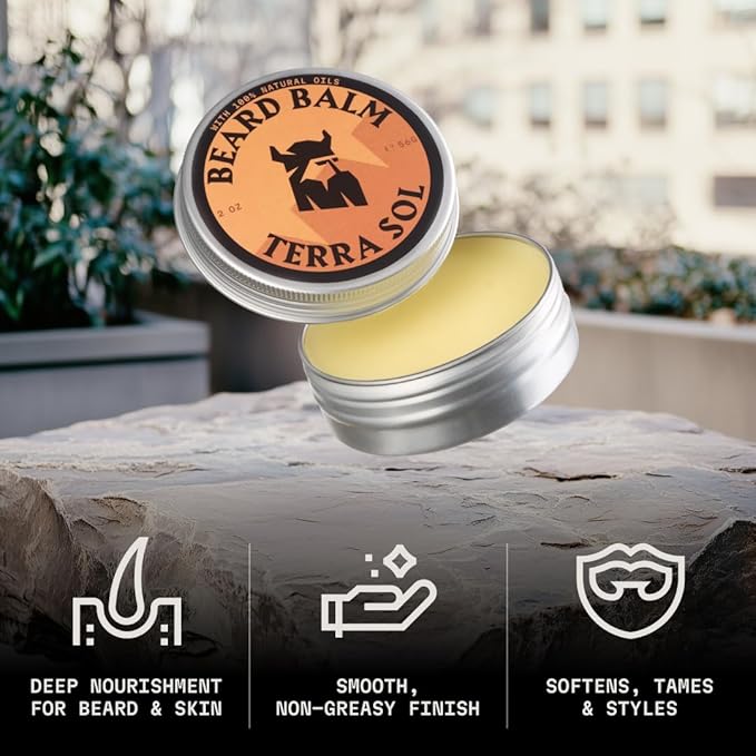 Striking Viking Beard Balm for Men - Leave in Beard Conditioner - Styling Balm Made with Naturally Derived Beard Butter, Argan & Jojoba Oils (2 Ounce (Pack of 1), Terra Sol)