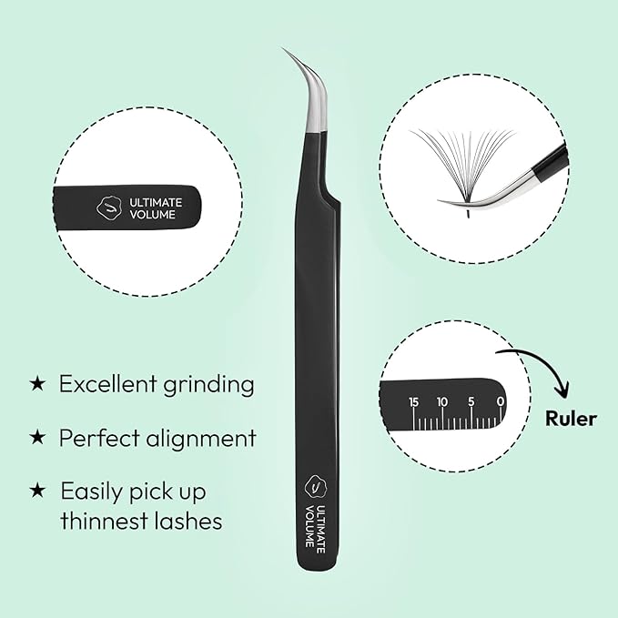 Eyesy Lash Ultimate Volume Lash Tweezer | Professional Volume False Lash Application Tool | Multi Shapes & Purposes Tweezers | Non-Slip Grip Tweezers (Purple)