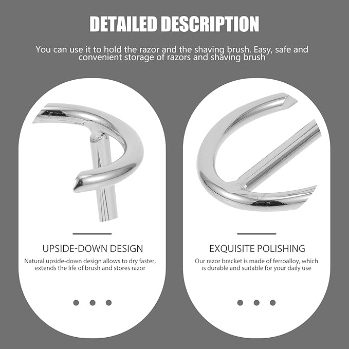 Men's Razor Brush Stand Ferroalloy Razor Holder Organizer Silver Bathroom Storage Rack for Travel and Home Use