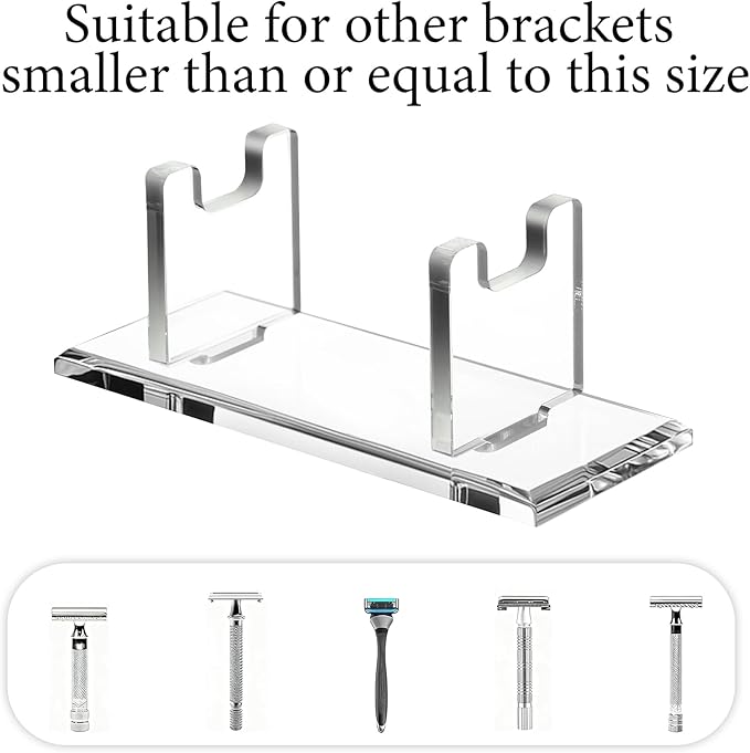2 Pcs Acrylic Men's Razor Stand Holder Safety Razor Stand Stable Storage Bracket Shaving Brush Stands Bathroom Compatible with MK23C, Clear
