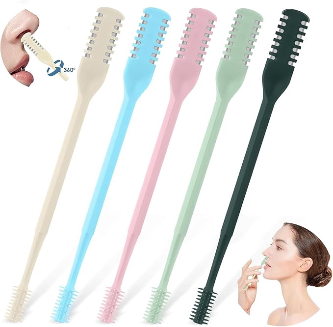 Nose Hair Trimmer 5 Pcs 2-in-1,2025 New Double Sided Nose Trimmer.Portable 360° Rotating Manual Nasal Hair Cutter for Men and Women, Manual Hair Remover for Home Travel Essentials