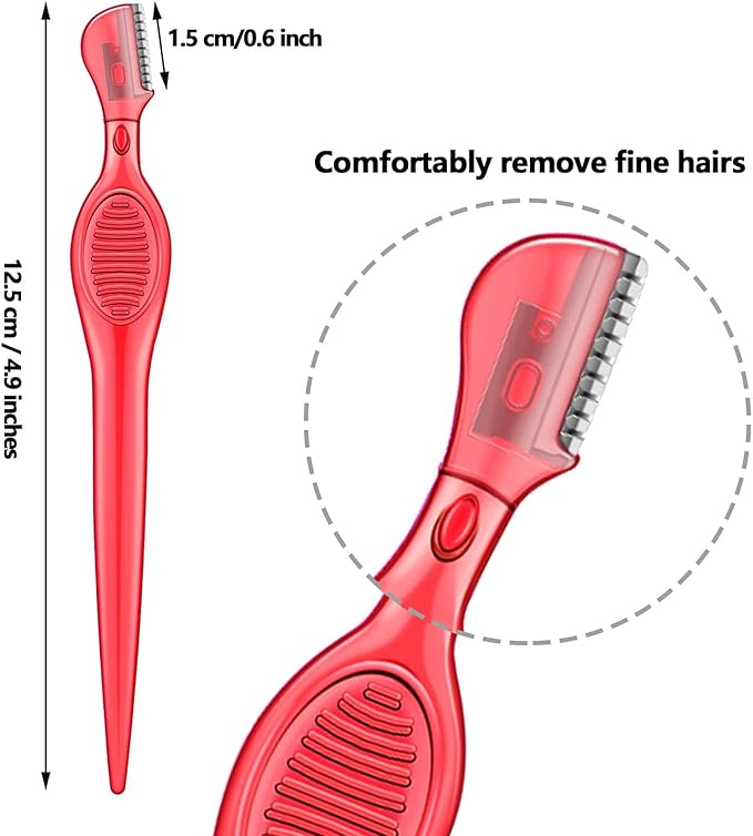 Mudder 28 Pcs Eyebrow Razor Knife Shaver Trimmer Shaver Multipurpose Exfoliating Tool Facial Hair Removal for Women Valentine Gift Giving(Red)