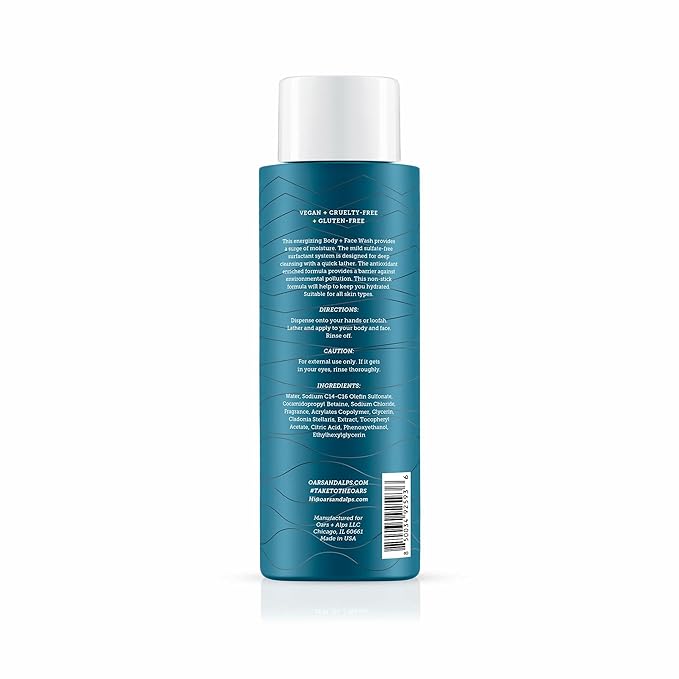 Oars + Alps Body Wash for Men, Mens Body Wash with Vitamin E and Antioxidants, Moisturizing, Hydrating, Paraben & Sulfate Free Cleanser, California Coast, 2pk