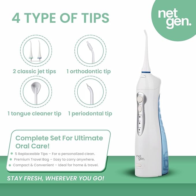 Cordless Water Flosser for Deep Cleaning of Teeth & Gums, Professional Dental Oral Irrigator with 3 Modes, IPX7 Waterproof Electric Flosser, Portable Rechargeable Flosser for Home, Travel, and Gifts