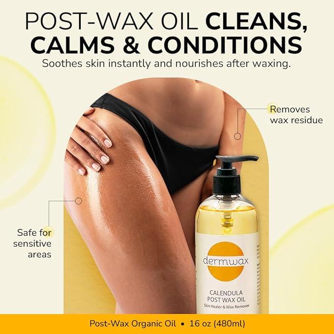 Pre and Post Wax Care Kit – Complete Prep & Aftercare in One Set – Cleanser Removes Oils & Residue – Calendula Oil Calms & Nourishes Skin – Gentle, Paraben-Free Formulas