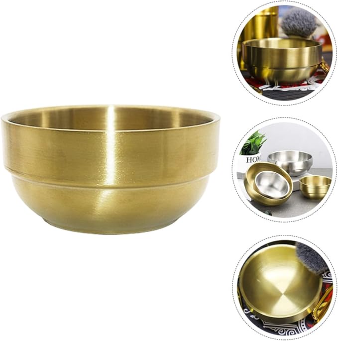 Shaving Soap Bowl for Men Stainless Steel Foaming Bubble Bowl Facial Cleansing Tool Gold Razor Lather Cup for Sensitive Skin Beard Care
