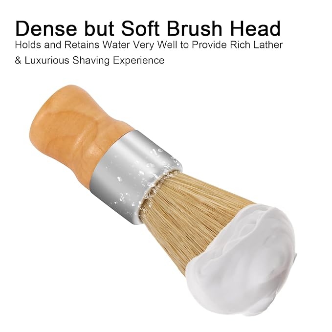 Genixart Shaving Brush, Nature Bristle Shave Brush, Luxury Shaving Brushes for Men as Gift for Father Boyfriend Husband (2 pcs Gift Box)
