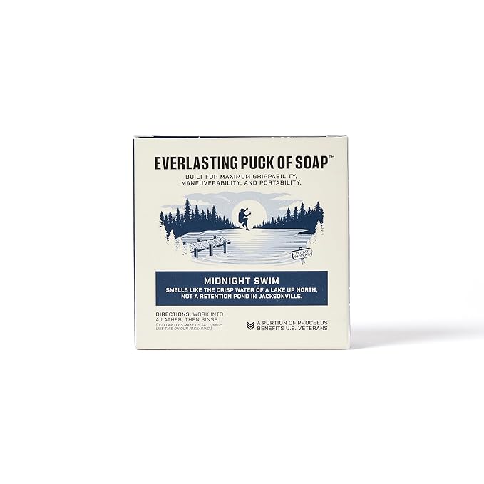 Duke Cannon Supply Co. Bar Soap Puck - Men's Rounded Bar Soap with Masculine Scents - Disc-Shaped Mens Soap - Hydrating & Deep Cleaning - All Skin Types - Midnight Swim, 5 oz