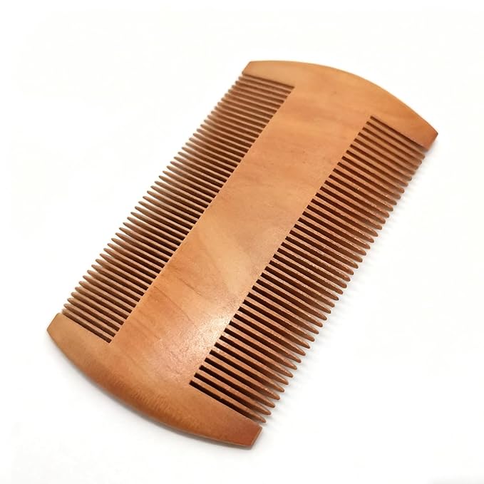 Premium Wooden Beard Comb with Dual Fine & Coarse Teeth, Ideal for Applying Balms & Oils, Pocket-Sized Design for Beards & Mustaches
