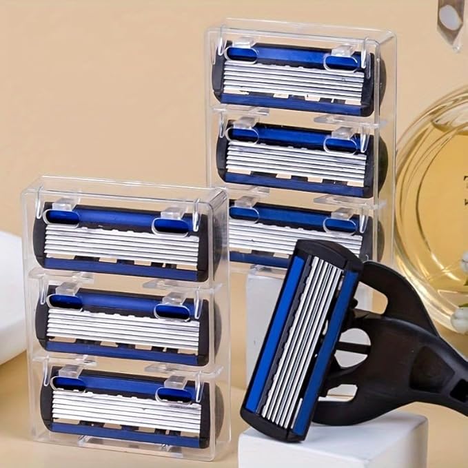 YunChun-Stationary- Six Blade Razor System with Trimmer - 24 Pack (2 Handle + 24 Cartridges)