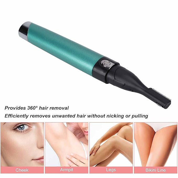 Yinhing Electric Eyebrow Trimmer,Portable Hair Remover Trimmer Painless Shaver Kit for Women Men Lips Armpit Leg Body,Battery Operated (Green)