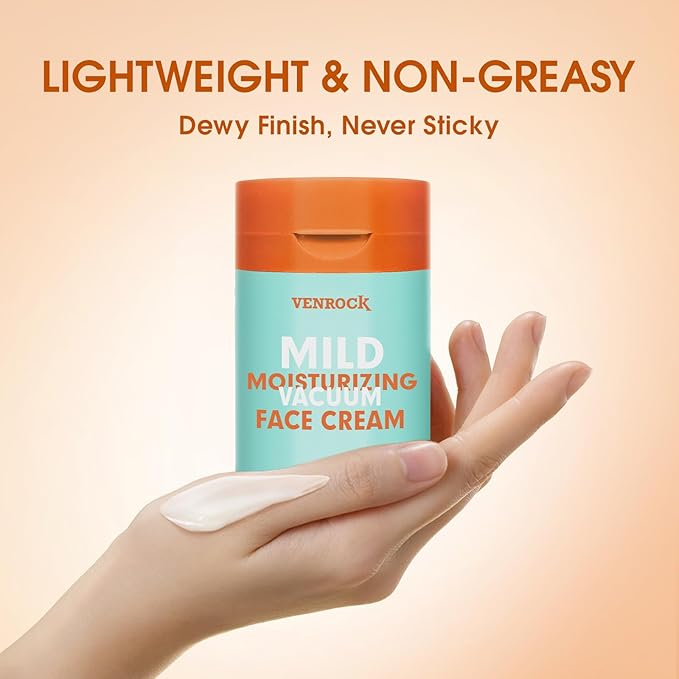 Venrock Mild Face Cream with Hyaluronic Acid & Probiotic-Derived Ingredients for Sensitive Skin – Fragrance-Free, Lightweight Daily Cream for Men & Women, Airless Pump, 1.69 fl oz