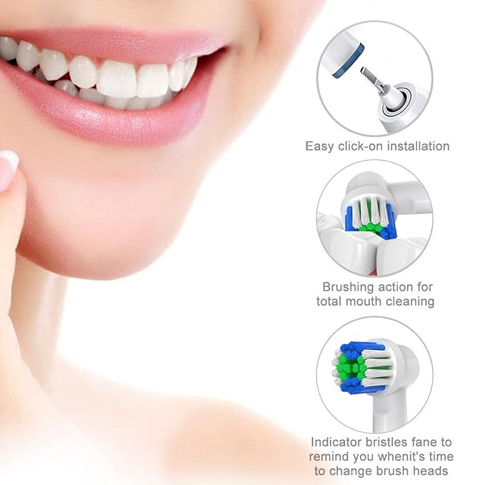 Replacement Toothbrush Heads Compatible with Oral-B Braun, 20 Pcs Professional Electric Toothbrush Brush Heads for Oral B Replacement Head Refill Pro 500/1000/1500/3000/3757/5000/7000/7500/8000