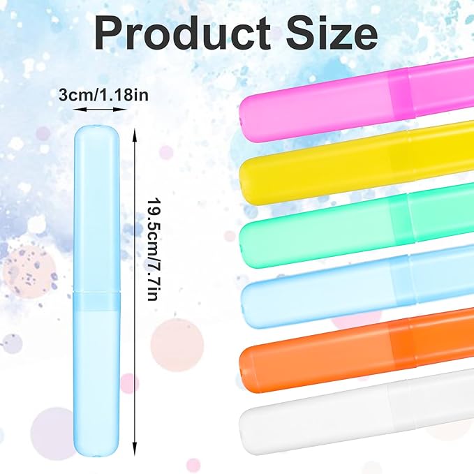 60 Pcs Toothbrush Travel Case, Premium Tooth Brush Holder with 6 Assorted Colors Transparent Frosted Plastic Protector Covers, Portable Storage for Traveling Camping Home School Business Use