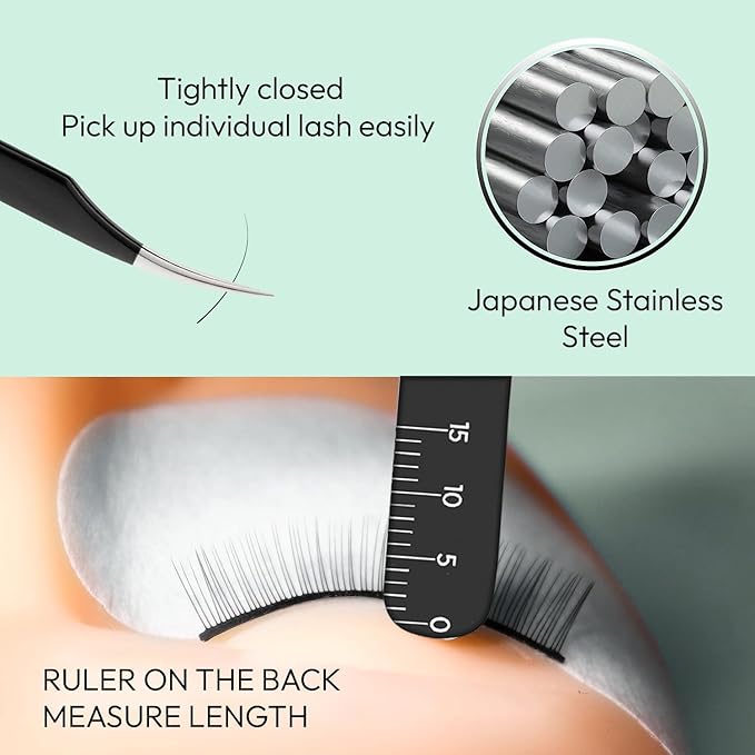 Eyesy Lash Ultimate Isolator Lash Tweezer | Professional Volume False Lash Application Tool | Multi Shapes & Purposes Tweezers | Non-Slip Grip Tweezers (Black)