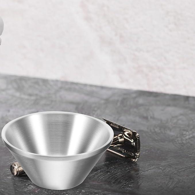 Zerodeko Stainless Steel Shave Bowl for Men 12x5.7cm Reusable Shaving Mug Beard Care Accessory Household Shaving Soap Bowl for Daily Grooming