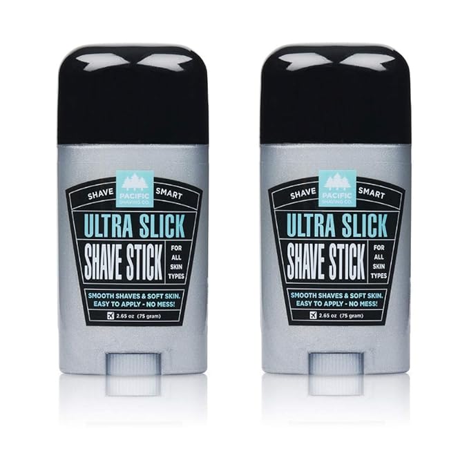 Pacific Shaving Company Ultra Slick Shave Stick - Easy Apply, No Mess, Smooth Shaves & Soft Skin, TSA Friendly, All Skin Types, With Safe and Natural Ingredients, 75 gm (2-Pack)