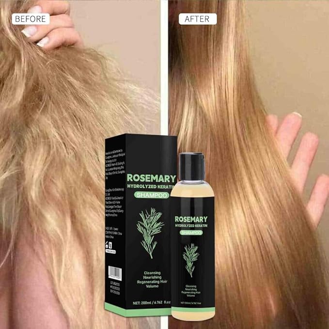 2PCS Organic Rosemary Shampoo for Hair Growth Natural Thickening & Strengthening Shampoo with Hydrolyzed Keratin Hair Care 200ml