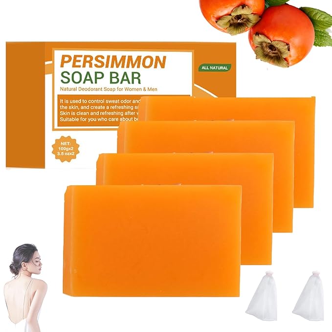 Persimmon Soap, Japanese Persimmon Soap for Body Odor,Natural Deodorant,Gentle Cleansing, For Women & Men (2, 2pcs)